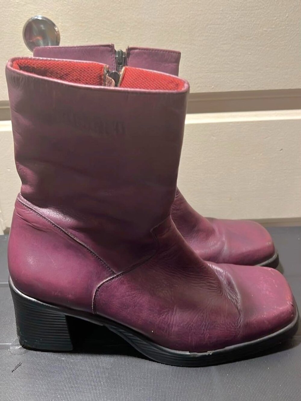 Vintage 90s Durango Leather Square Toe Boots 7.5 Made in Brazil RD03426